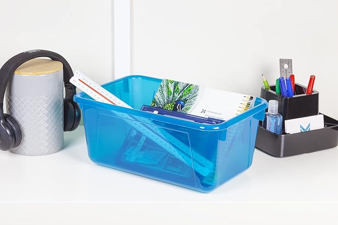 Storex Small Cubby Bins – Plastic Storage Containers for Classroom, 12.2 x 7.8 x 5.1 inches, Candy Teal, 5-Pack (62480A05C) - Image 3