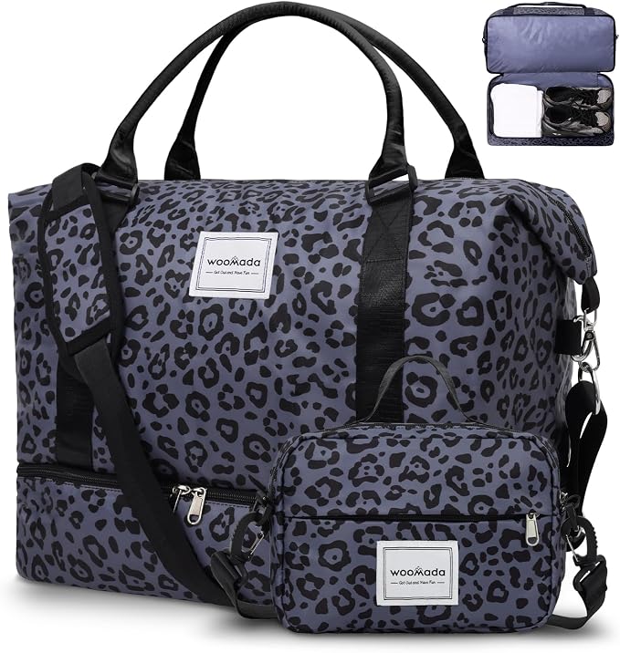 WOOMADA Weekender Overnight Bag for Women, Shoulder Travel Duffel with Shoes Compartment,Gym Bag with Toiletry Bag by WOOMADA