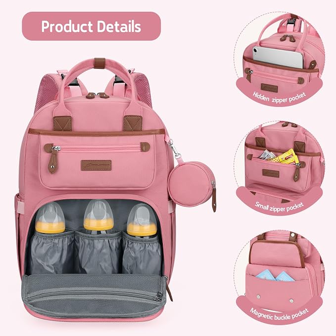 Maelstrom Diaper Backpack, 30L Pink - Image 2