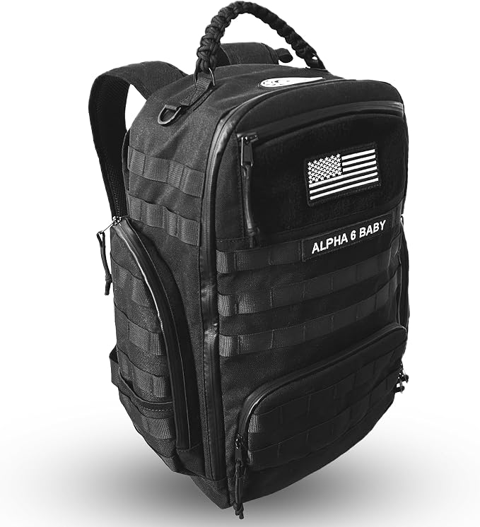 Diaper Changing Backpack | Diaper Bag for Dads w/Changing Pad, Discrete Concealed Pocket for Personal Items by Alpha6Baby