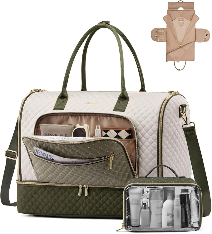 LOVEVOOK Convertible Travel Duffle Bag for Women Men, Garment Bag for Travel, Quilted Overnight Weekender Carry On Duffel Bags for Airplane, Suit Bags for Trip, Business by LOVEVOOK