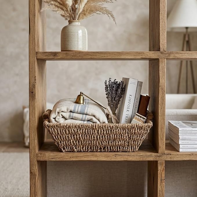 Premium Handmade 14" Kalani Seagrass Basket with Bamboo Handle – Rustic Boho Organizer for Bathroom, Living Room & Entryway Storage by The Lucky Clover Trading - Image 2