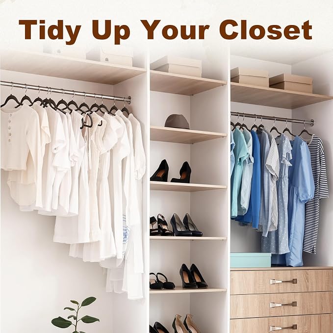 HOUSE DAY Non Slip Plastic Clothes Hangers 30 Pack with Rubber Pads, Black | Space-Saving 0.2-Inch Slim Design; Heavy-Duty and 360° Swivel Hooks Keep Shirts, Coats, Suit, Blouse and Pants Organized - Image 2