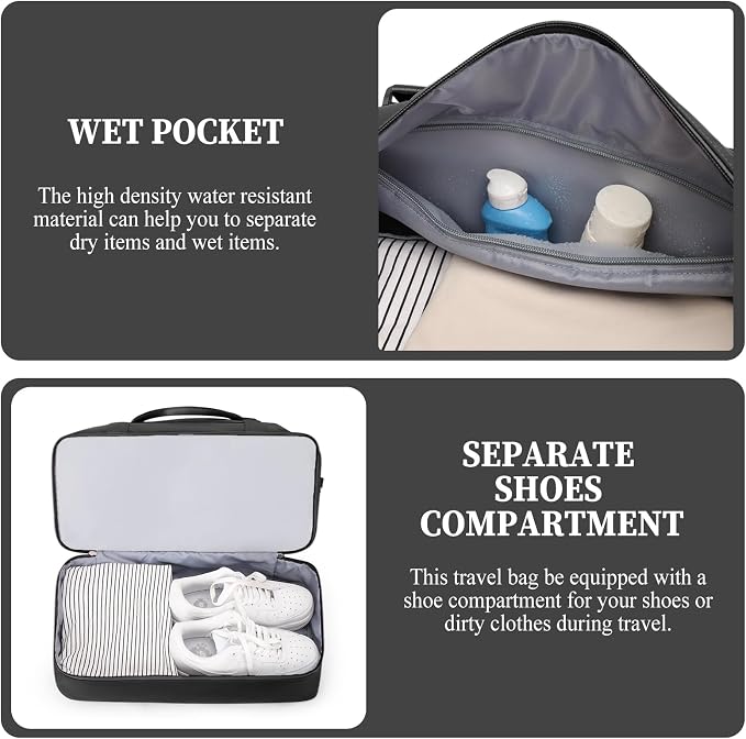 Weekender Bags for Women, Personal Item Travel Bag with Shoes Compartment | Overnight Travel Duffel Bag with Toiletry Bag, Airplane Friendly Carry-On Bag with Wet Pocket & Trolley Sleeve,Medium - Image 5