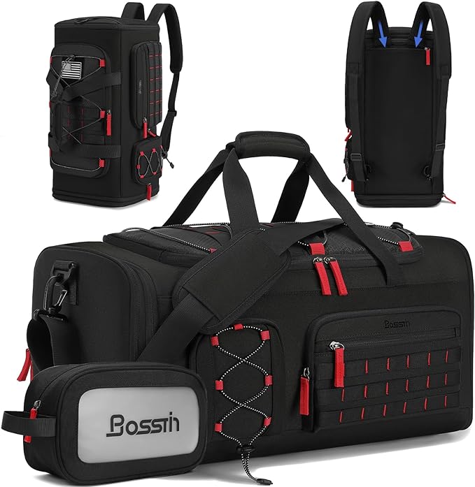 BOSSTIN Gym Bag for Men & Women, 45L-50L Expandable Sports Duffle Bag | Convertible Duffel Backpack, Comes with Toiletry Bag, Shoe Compartment & Wet Pocket, for Workout, Weekender, Overnight Travel by BOSSTIN