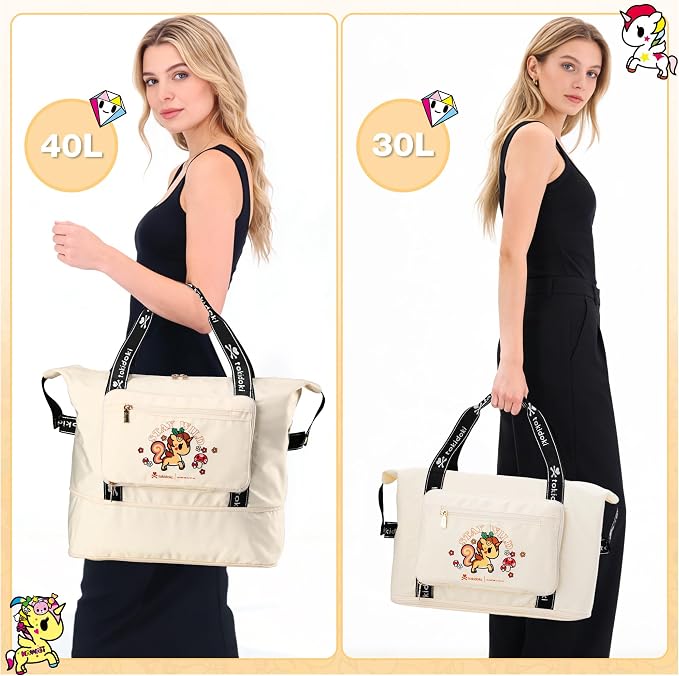 tokidoki Travel Duffle Bag, Weekender with Shoe Compartment Toiletry Bag | many compartments: laptop sleeve, wet-dry pocket, trolley sleeve. Includes toiletry bag. Carry-on. - Image 7
