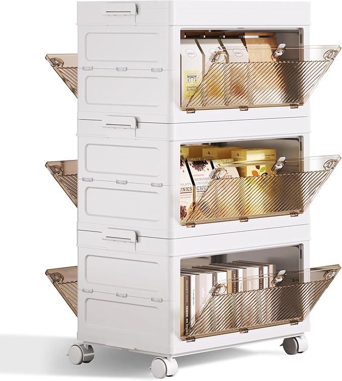QudraKast 3-Tier Stackable Plastic Storage Bins - 67QT Stackable Storage Bins - Closet Organization, Suitable for Bedroom, Organization and Boxes for Study, Toy Room, Office by QudraKast