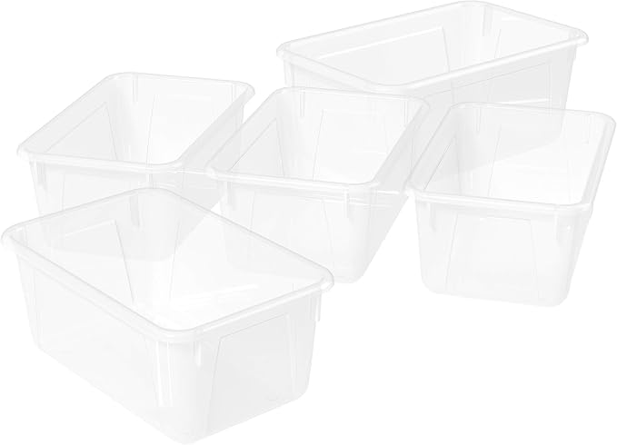 Storex Small Cubby Bin, 12.2 x 7.8 x 5.1 Inches, Translucent, 5-Pack (62461U05C) by Storex