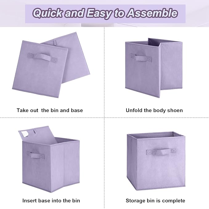 Hillban 24 Pcs Storage Cubes 11'' Collapsible Storage Bins Bulk Fabric Cubes Basket with Dual Handles Organizer Cube for Closet Toy Classroom Shelf Room (Solid Style,Pastel) - Image 4