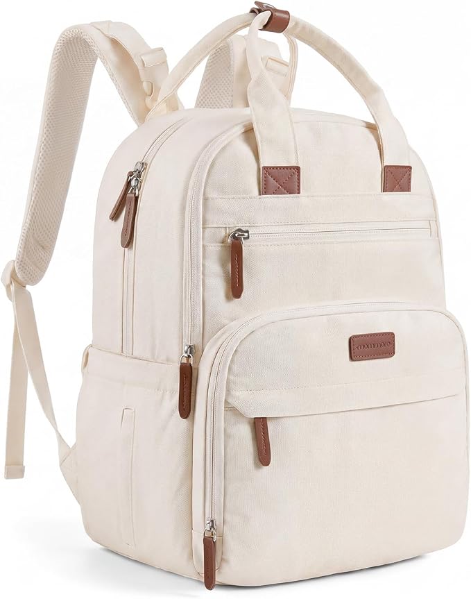mommore Diaper Bag Backpack Multi-pocket Baby Bag with Changing Pad | Travel Essentials for Mom & Dad, Insulated Pockets & Stroller Straps, Newborn Maternity Bag & Registry Must-Haves, Beige by mommore