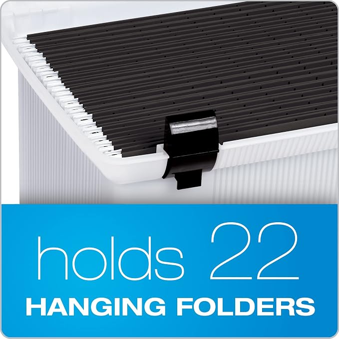 Pendaflex Portable File Box, Frosted White, Hinged Lid with Double Latch Closure(41745AMZ) - Image 4