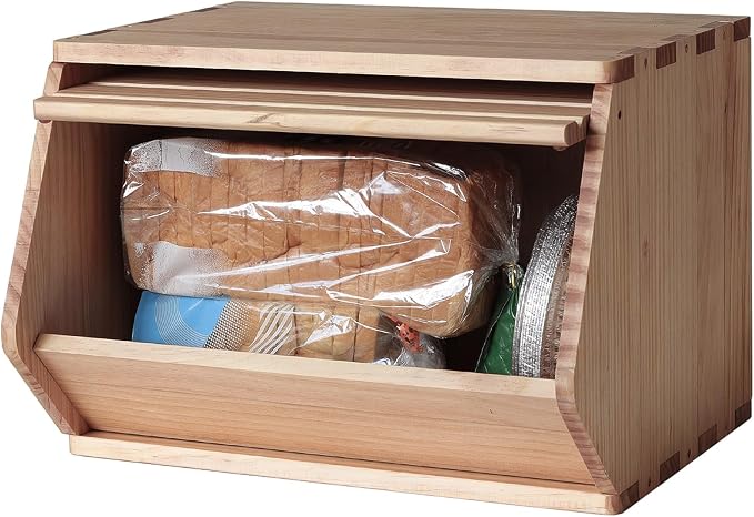 Stackable Solid Wood Storage Chests,Bins with Lids,Modular Wooden Multi-use Box,Closet Storage Organizers,Hall Entryway Cabinet,Drawers,Potato,Onion,Bread,Classify by Items,15.5”W(1 Pack) by unununu