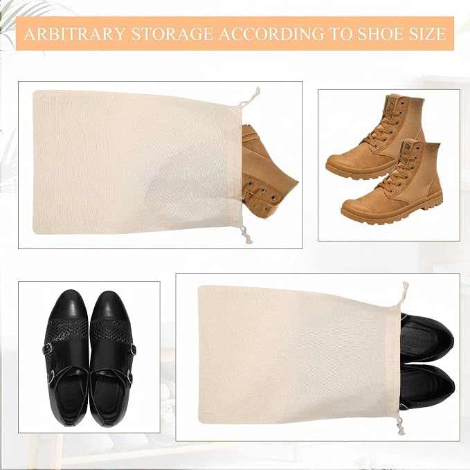 Hillban Shoes Bag for Travel Storage Dust Proof Cotton Drawstring Bag Breathable Pouch for Travel Home Pantry Accessories - Image 5