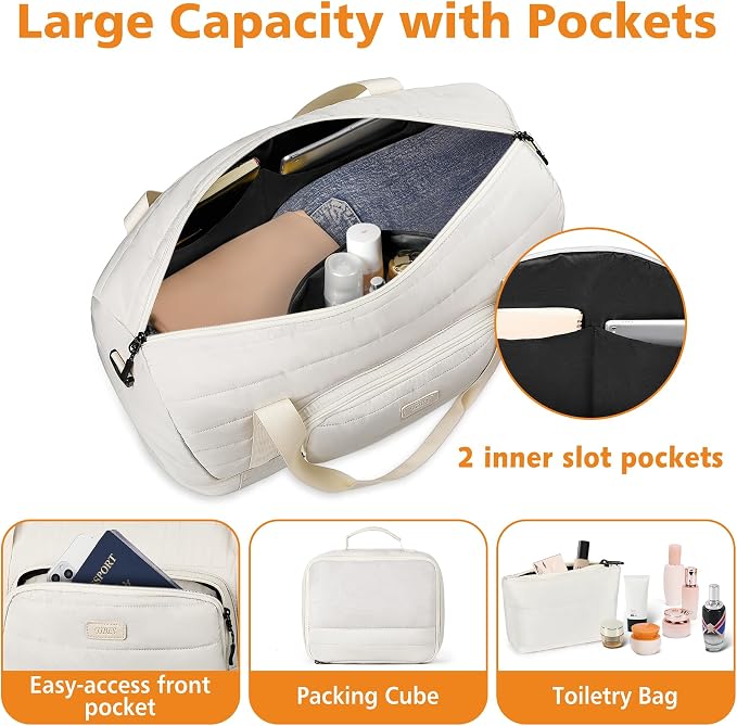 TIBES Travel Weekender Bag for Women, Overnight Bag with Shoe Compartment | 3PCS Large Travel Duffel Bag for Gym, Travel, Hospital, Business Trip, Carry On Tote, Wet & Dry Separation, Water Resistant - Image 3