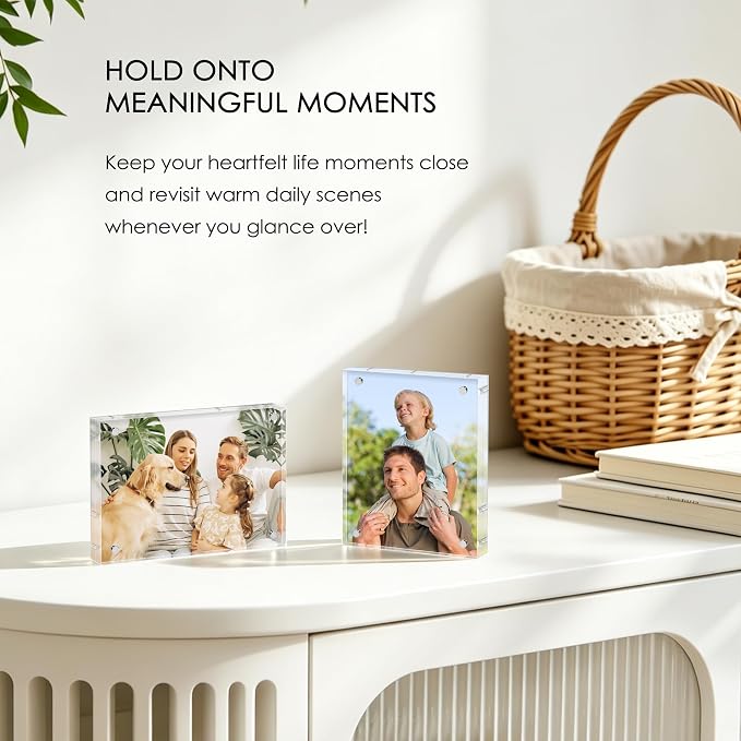 2.5x3.5 Acrylic Picture Frame 6 Pack, 20mm Thick, Tabletop Display | Double-Sided Transparent Magnetic Frameless Photo Frame, for Photos, Fits Home, Office - Image 6