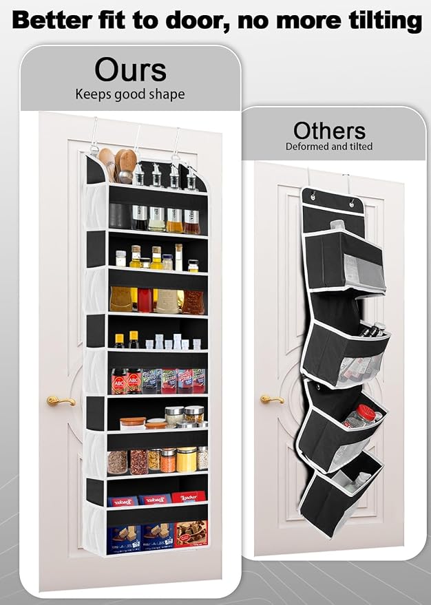 TAHAVICE 2 Pack Over the Door Storage Organizer, 5 Large & 10 Mesh Pockets | Hanging Storage Organizer with 40lb Capacity and Door Storage Space Saving for Bedroom,Bathroom,Nursery,Babyroom(Black) - Image 2