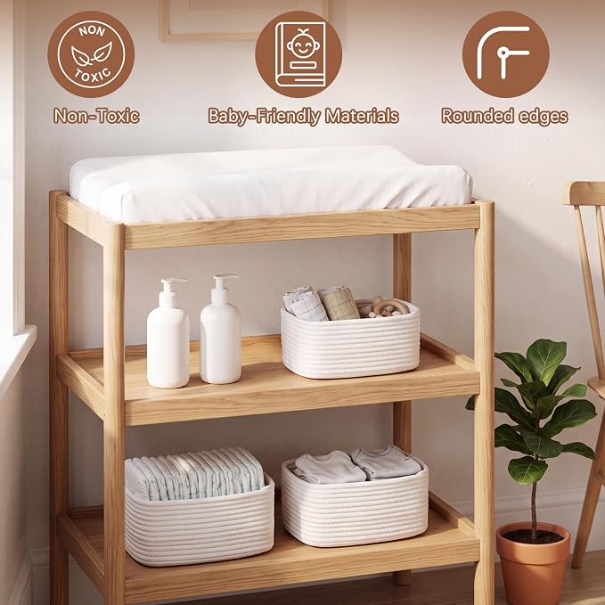 12 Pack Small Storage Basket Cute Natural Cotton Rope Woven Basket Tiny Boho Decorative Toy Storage Bin Gift Baskets for Home Organizing, Closet, Shelf, Nursery, Bathroom (Rectangle,White) - Image 4