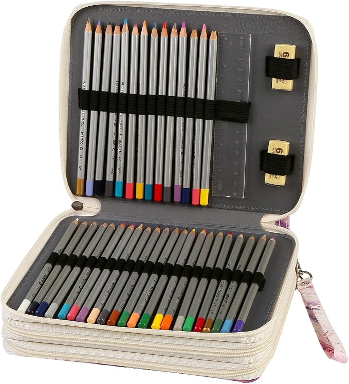 120 Slots Colored Pencil Case Organizer, 3 Layer Bag | Twill Oxford fabric,127 elastic loops,detachable handle,for travel, home storage,drawing tools,creative gifts - Image 3