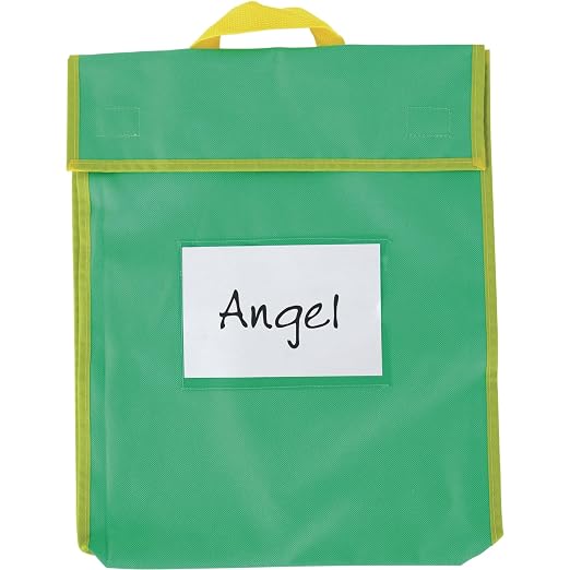 Really Good Stuff-666029 Store More Large Book Pouches – Send Home Books and Homework in Durable Fabric Book Bag – Stitched-On Handle, Clear Name Tag Pocket, Primary Colors, 12”x1”x15” (Set of 4) | Stitched-on Handle, Clear Name Tag Pocket, Durable Fab... - Image 3