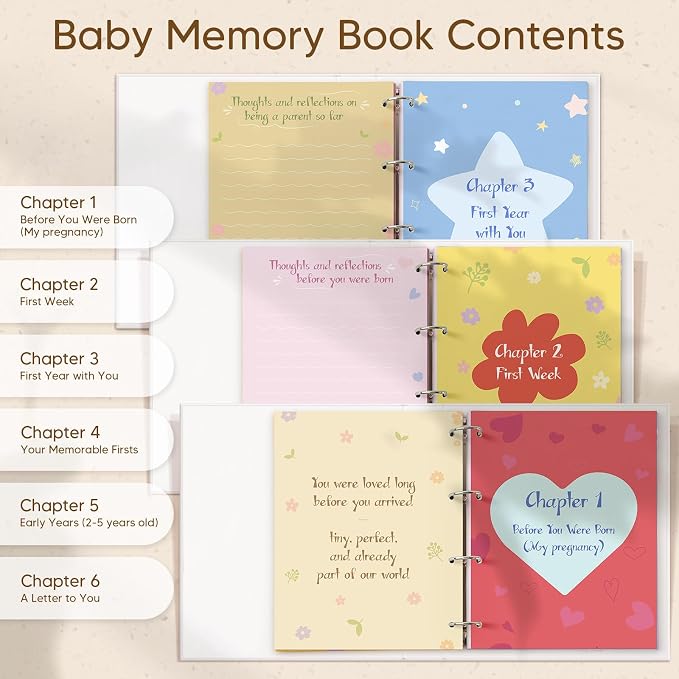 Pregnancy Journal for First Time Moms - LARGE-SIZED 11.5" x 13" Baby Memory Book Keepsake for Boy Girl - Timeless First 5 Year Baby Book - New Mom To Be Gift Neutral Journal Scrapbook Photo Album - Image 3
