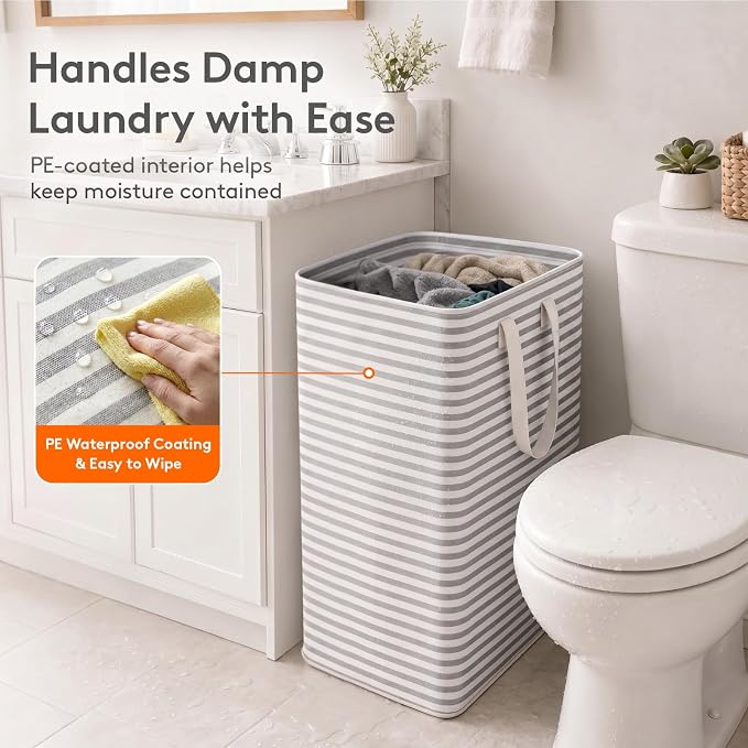 Lifewit 2 Pack Laundry Basket 80L Each, Collapsible Clothes Hamper with Reinforced Handles, Freestanding Waterproof Design for Bedroom and Laundry Room, Grey 160L Total - Image 7