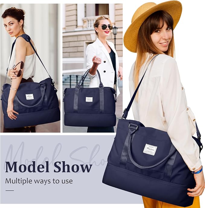 Weekender Bags for Women, Personal Item Travel Bag with Shoes Compartment | Overnight Travel Duffel Bag with Toiletry Bag, Airplane Friendly Carry-On Bag - Image 2