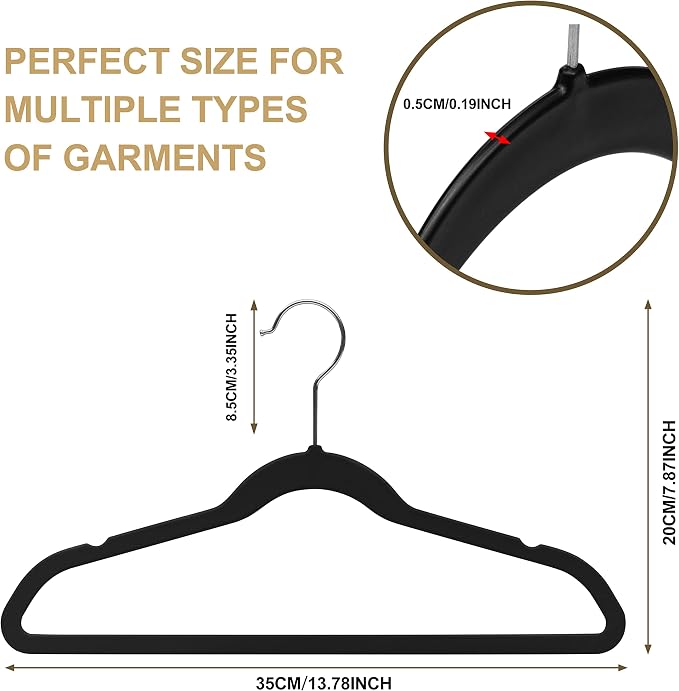 Quality Children's Plastic Non Velvet Non-Flocked Thin Compact Hangers Swivel Hook for Shirts Blouse Coats (Black, 240) - Image 6