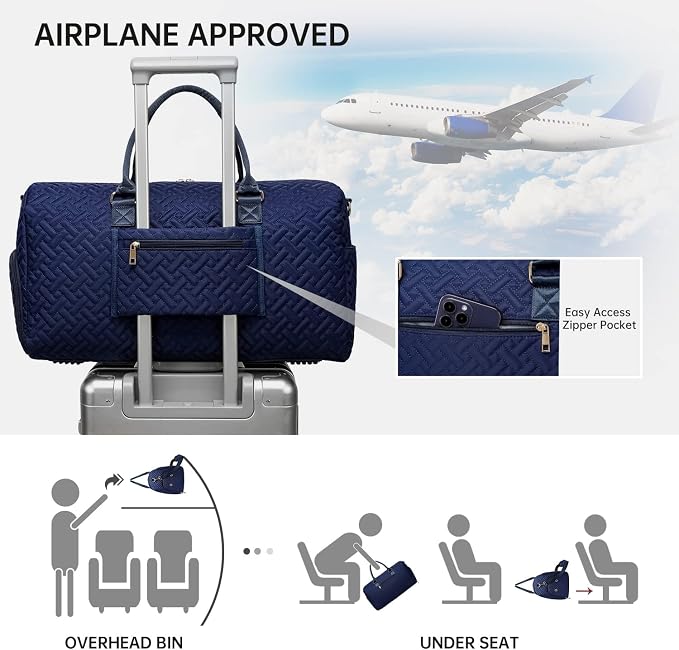 Duffle Bag for Travel, Weekender Bag with Shoe Compartment, Carry On Overnight Bag for Women with Toiletry Bag, Gym Bag with Wet Pocket, Hospital Bags for Labor and Delivery Beige - Image 4