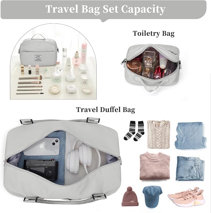Weekender Bags for Women, Personal Item Travel Bag with Shoes Compartment | Overnight Travel Duffel Bag with Toiletry Bag, Airplane Friendly Carry-On Bag - Image 2