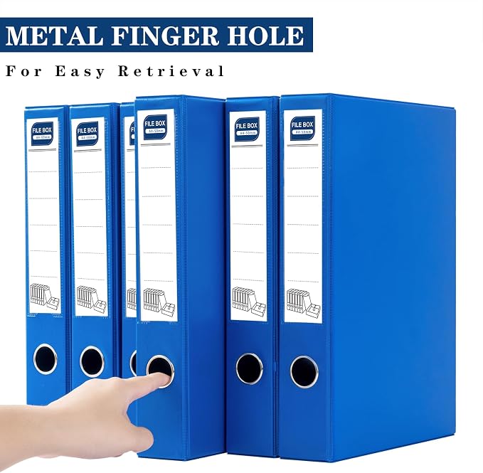 Storage File Boxes, 6 Pack Foldable File Boxes, 50mm Spine, Blue | Archives Cases with Magnetic Closure & Clip, Plastic Document File Folder Paper Storage Organizer - Image 5