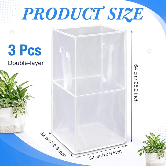 Zopeal 3 Pack Collapsible Mesh Laundry Basket, White, Double-layer | 13 Inch Square with Handles, Portable Foldable Hamper, Mesh See-through, Space Saving for Dorm Bedroom Laundry Room - Image 2