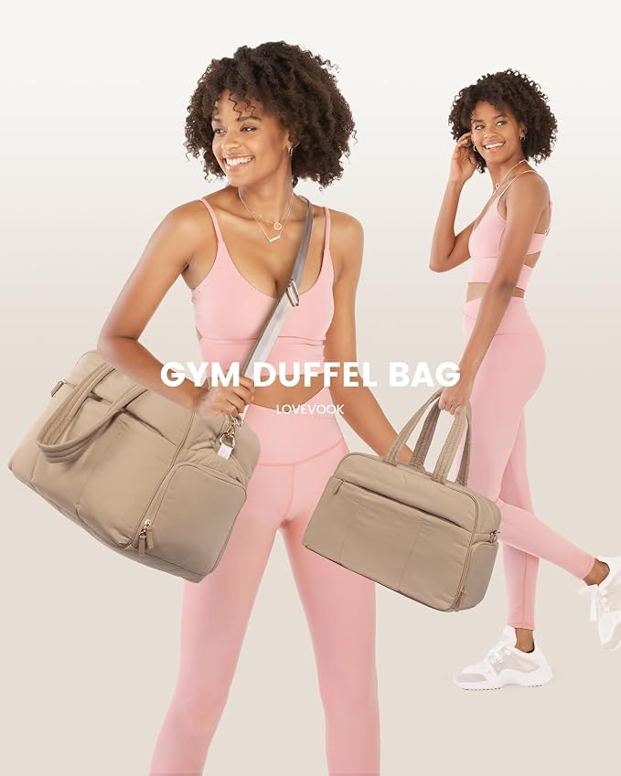 LOVEVOOK Travel Duffel Bag, Gym Bags for Women with Shoe Compartment, Carry on Weekender Bags with Wet Pocket for Women,Water Resistant Puffer Bag Workout Bag for Sports Gym - Image 7