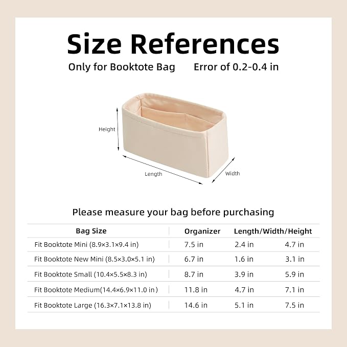 DGAZ Silk Purse Organizer Insert Fits Dior Book Tote mini/S/M/L，Silky Smooth Bag Organizer，Luxury Handbag & Tote Shaper（Craie，BT-M） | Soft and Lightweight,Perfect Fit,Multi-pocket Storage,Bag Protector,Luxury Bag Care,Handmade,for Smooth Bag Organizer - Image 5