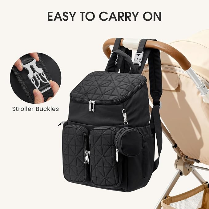G4Free Diaper Bag Backpack for Moms Dads Travel Baby Bag with Pacifier Case & Insulated Pockets,Black - Image 3