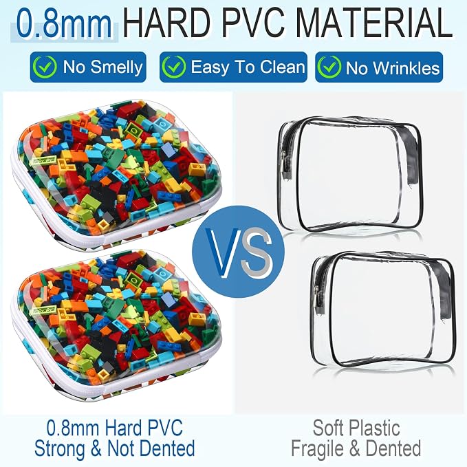 Sanwuta 6 Clear Hard Zipper Case,Clear,7.87 x 5.9 x 2 Inch | Pencil Case Pouches, Plastic Zipper Pouches, Makeup Bag, Toiletry Diaper Bag, Travel Toy Storage, Waterproof Organizer Bins - Image 4