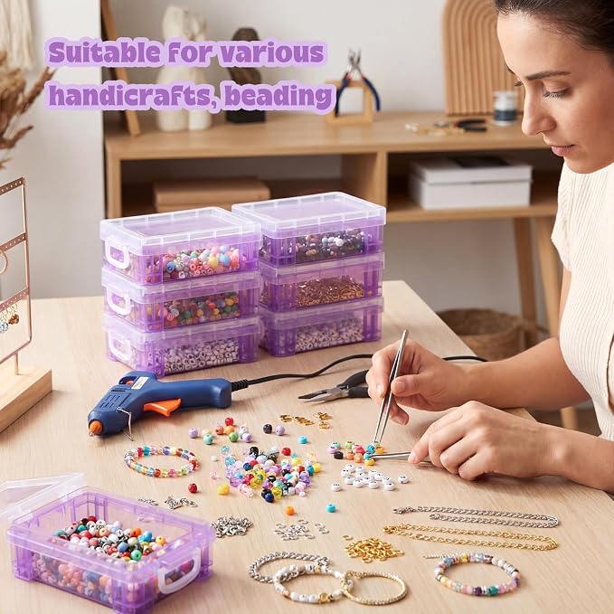 Suzile 40 Pcs Plastic Crayon Boxes Holds 24 Crayon with Snap Lid Storage Container Clear Stackable Case for School Office Classroom Supplies Pen Pencil Craft(Purple) - Image 7