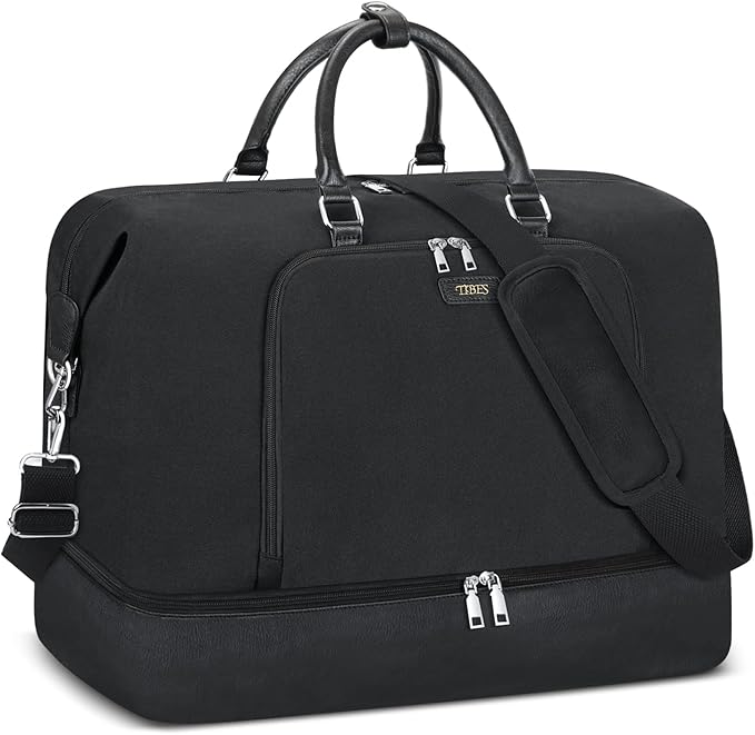 TIBES Travel Weekender Bag for Women, Overnight Bag with Shoe Compartment | 3PCS Large Travel Duffel Bag for Gym, Travel, Hospital, Business Trip, Carry On Tote, Wet & Dry Separation, Water Resistant by TIBES