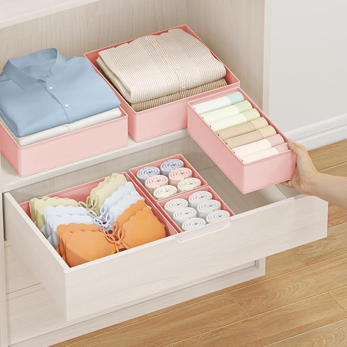 DIMJ Drawer Organizer Clothes Storage - 24 Pack Baby Dresser Organizer for Nursery, Small Fabric Closet Drawer Organizer Bins for Underwears Socks, Foldable Storage Dividers Organization for Bedroom - Image 5