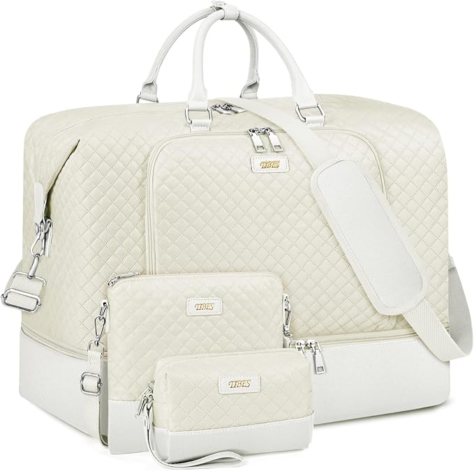 TIBES Travel Weekender Bag for Women, Overnight Bag with Shoe Compartment | 3PCS Large Travel Duffel Bag for Gym, Travel, Hospital, Business Trip, Carry On Tote, Wet & Dry Separation, Water Resistant by TIBES