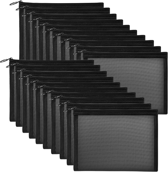 20 Pieces Mesh pouch, Mesh Makeup Bag Portable Makeup Pouch Travel Toiletry Bag for Makeup Organizer Home Office Travel Accessories, Mesh Cosmetic Bag with Zipper by Unoutur