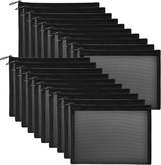 20 Pieces Mesh pouch, Mesh Makeup Bag Portable Makeup Pouch Travel Toiletry Bag for Makeup Organizer Home Office Travel Accessories, Mesh Cosmetic Bag with Zipper by Unoutur