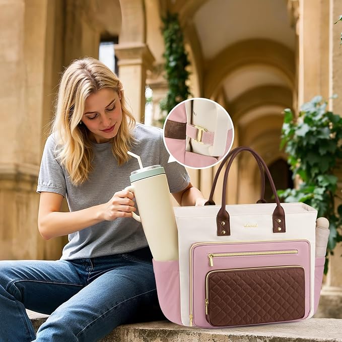 LOVEVOOK Laptop Tote Bag for Women, Work Bags Teacher Tote Bag, Nurse Bags Laptop Bag With Large Cup Holder, Professional Briefcase Business Large Handbag, Mother Gift, 17 Inch - Image 2