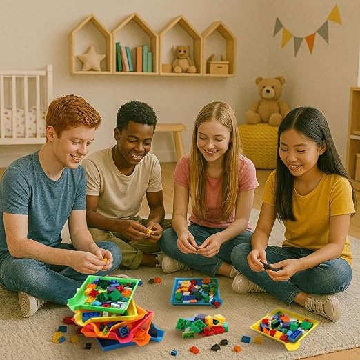 Reallnaive 6 Pcs Plastic Art Sorting Funnel Trays Quick Sorting Activity Serving Tray Stackable Craft Organizer for Classroom Beads Organizing Home Back to School DIY Project (Bright Color) - Image 6