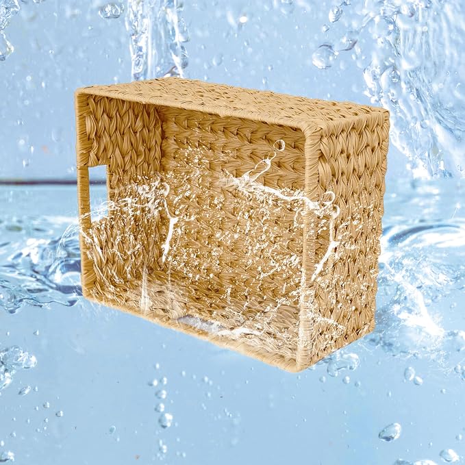 GRANNY SAYS Extra Large Wicker Baskets with Handles, Woven Baskets, 1-Pack | Plastic Waterproof Woven Baskets for Storage, Natural Storage Baskets for Shelves, Wicker Storage Baskets for Organizing - Image 4