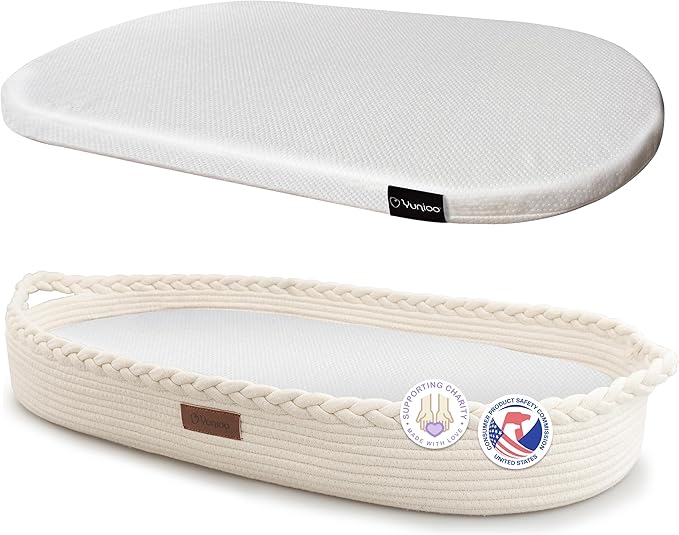 Baby Changing Basket, Portable Diaper Changing Pad, Moses Basket for Newborns, Changing Table Topper for Baby Nursery, Waterproof Travel Pad Cover by Yunioo
