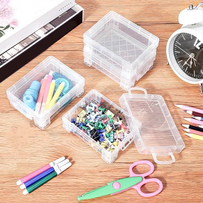 Suzile 40 Pcs Plastic Crayon Boxes Holds 24 Crayon with Snap Lid Storage Container Clear Stackable Case for School Office Classroom Supplies Pen Pencil Craft(Clear) - Image 4