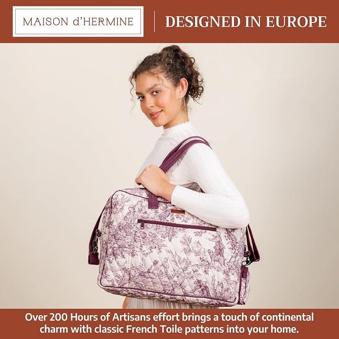 Maison d' Hermine Weekender Bags for Women Cotton Quilted Duffel Overnight Luggage Weekend Bag for Men Gym Gifts Travel | Overnight Luggage Weekend Bag for Men Gym Sports Gifts Duffle bag Business Travellers Trip Spring Summer - Image 3