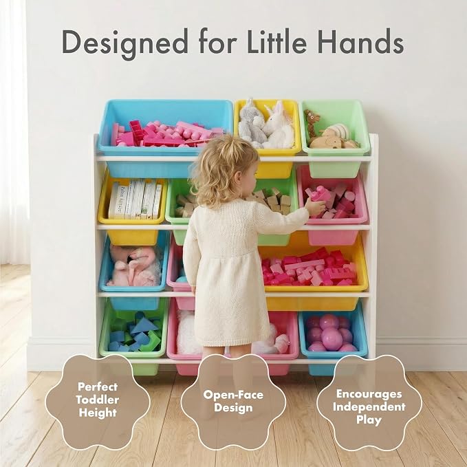 Humble Crew Kids Toy Organizer with 12 Bins, 4 Tier Storage for Playroom - Image 3