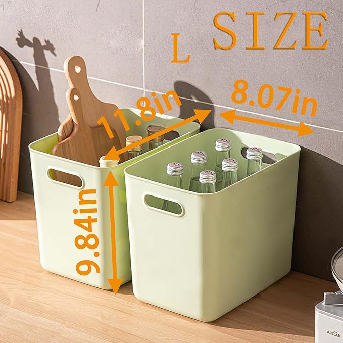 5 pack large plastic White storage bins with Lids, Toy Box Chest with Handle，Organizer Containers Baskets for Baby,Nursery，Shelves，Playroom, Bedroom，Office,Closet，home (Light Green, 5L) - Image 6
