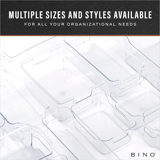BINO | Plastic Storage Bins, Large - 2 Pack, Clear | THE SOHO COLLECTION | Pantry Organizers and Storage Containers | Fridge Organizer Bins | Kitchen Cabinet Organizer | Medicine Cabinet Bin - Image 8